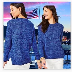 Lilly Pulitzer Bayport Blue Cotton Crew Sweater